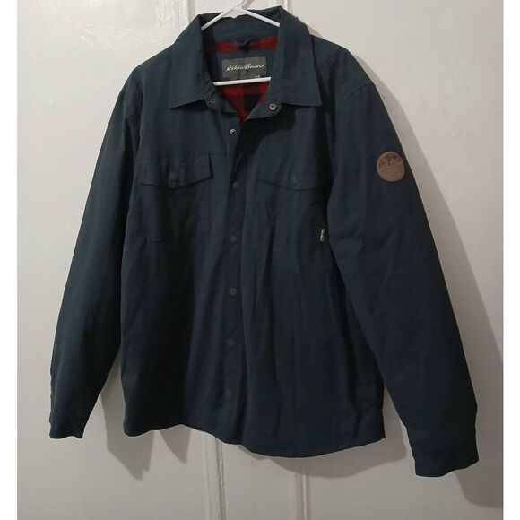 Eddie bauer mens xl slate blue gray chore jacket fleece lined spring jacket